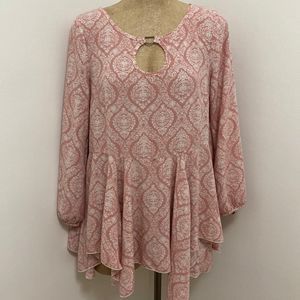 Entro Pink Paisley Keyhole Blouse